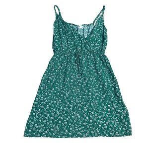 Hollister Green Floral Print Spaghetti Strap Mini Dress Size L